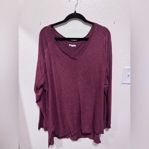 Maurices Plum V-Neck Pullover Sweater
